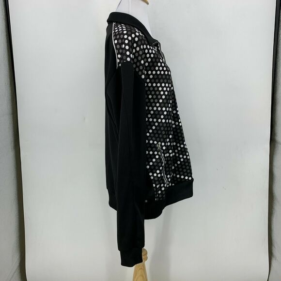 Puma Track Jacket Women L Large Spotted Full Zip Lightweight Fleece Lined Collar - Picture 4 of 11